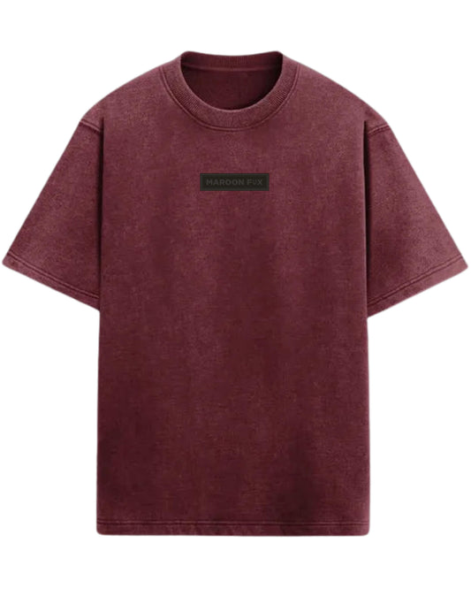 MAROON ACID WASHED T-SHIRT