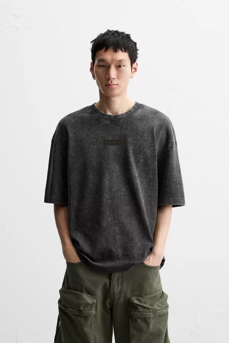 BLACK ACID WASHED T-SHIRT
